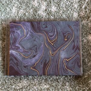 Midnight Blue and Gold Geode Marble Patterned Notecard Set of 10 NWT PS